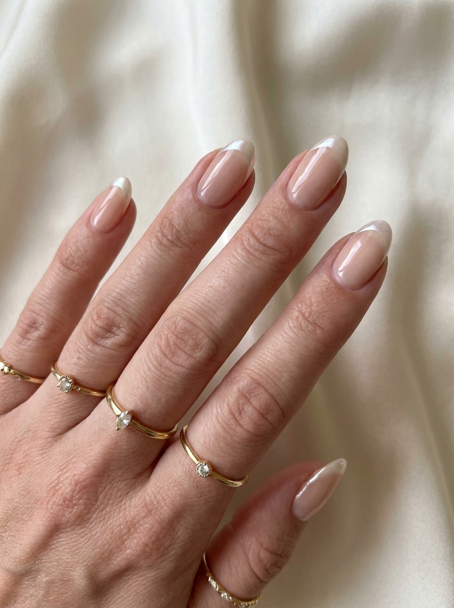 Chrome French Summer Nails mit weichen Pearl Chrome Spitzen